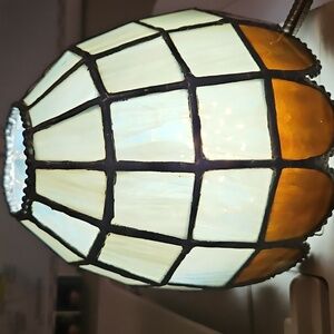 Tiffany Style Stained Glass Panel Light Candle Lamp Shade Vintage